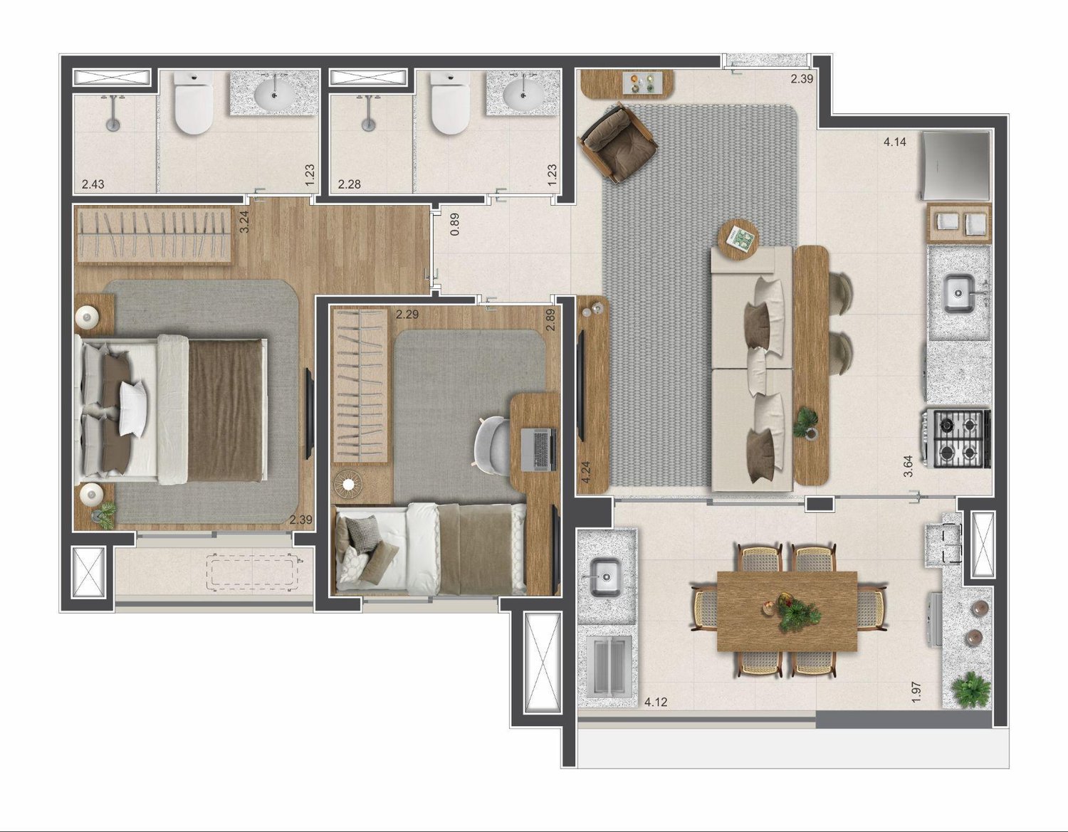 Planta 55 m² — Arkos Jardim Prudência (final 05)