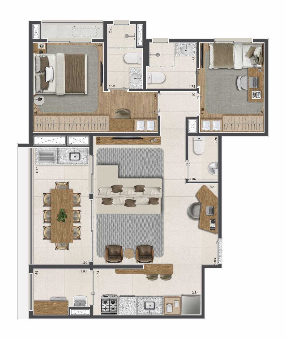 Planta 75 m² — Arkos Jardim Prudência (final 01)