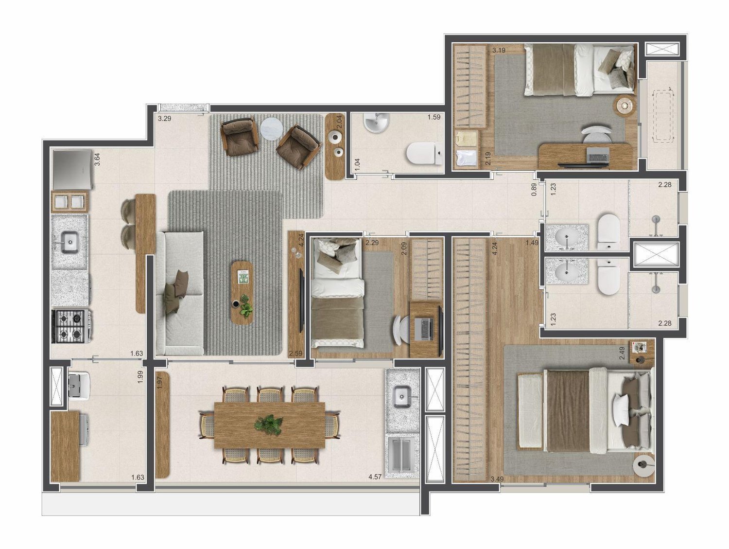 Planta 75 m² — Arkos Jardim Prudência (final 04)
