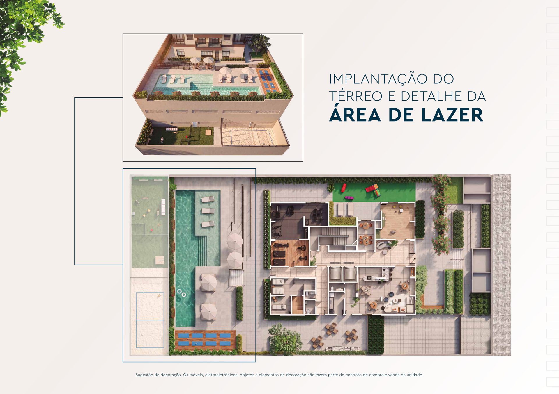 Implantação do térreo do Elysium, com detalhe da área de lazer