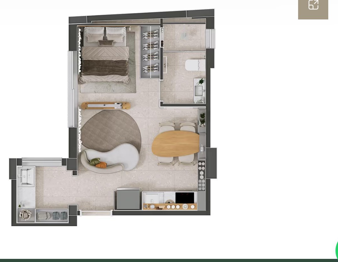 Planta de 33 m² — Studio — Firenze 342